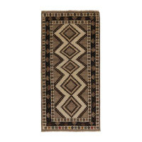 Rug & Kilim Rectangle Geometric Hand-Knotted Wool Area Rug in Brown