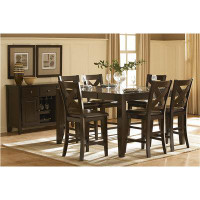 Saflon Lotta Point Brown Faux Leather Seat Rectangular Counter Height Dining Room Set