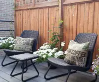 Resin Wicker Patio Furniture Set with Side Table and Outdoor Chairs