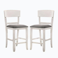 Wenty Set Of 2 Fabric Padded Counter Height Chairs In And Grey