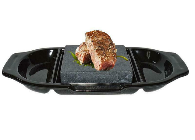 The ceramic plate Black Hot Lava Rock Cooking Steak Stone Rock Grill Stone Baker Tray ceramic BBQ#022110 in Other Business & Industrial in City of Toronto - Image 4
