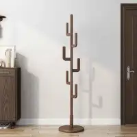 Anadea Coat Rack Freestanding, Unique Design Freestanding Wood Coat Tree With 6 Hooks, Sturdy And Easy Assembly Cactus C