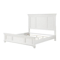 Red Barrel Studio Lyni Queen Size Bed With Farmhouse Style Headboard, Solid White Acacia Wood