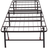 Latitude Run® Foldable Metal Platform Bed Frame With Tool Free Setup, 18 Inches High, Twin, Black