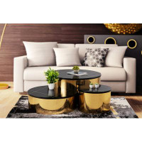 Delight Glass Modern Style 3PC CT805-3 Coffee Table Set In Gold