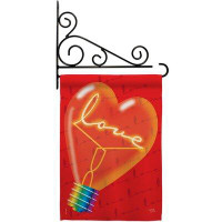 Breeze Decor Love Light Bulb - Impressions Decorative Metal Fansy Wall Bracket Garden Flag Set GS101049-BO-03