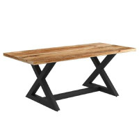 Loon Peak Industrial Chic Solid Wood And Metal Rectangular Dining Table - Natural And Black