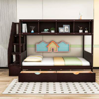 Harriet Bee Hader Twin over Full 2 Drawer Standard Bunk Bed with Shelves by Harriet Bee