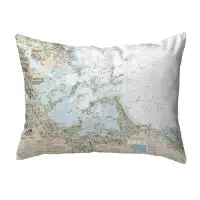 East Urban Home Boston Harbour, MA Nautical Map Noncorded Indoor/Outdoor Pillow 16x20