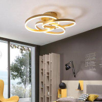 Orren Ellis LED 50W Modern Flush Mounted Aluminum With Acrylic Gold And Black Colour Available For Living Room Bedroom D