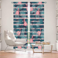 East Urban Home Lined Window Curtains 2-panel Set for Window Size by Metka Hiti - Flamingo Lines