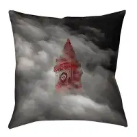 East Urban Home Watercolor Gothic Clocktower Outdoor Pillow