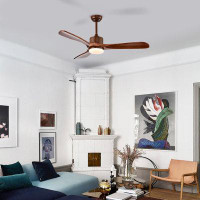 Brayden Studio Brayden Studio® 52'''' Ceiling Fan With Led Light Reversible Ceiling Fan W/ Adjustable Temperature