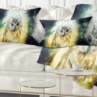 East Urban Home Designart 'Owl over Colourful Abstract Image' Animal Throw Pillow