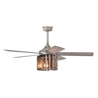 Gracie Oaks Olivia 52 Inch Distressed Wood Finish Ceiling Fan With Light
