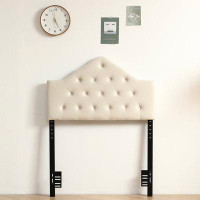 Red Barrel Studio European Style Curved Buckle Decoration Twin Iron Frame Soft Cover Headboard White
