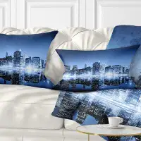 Made in Canada - East Urban Home Cityscape Night New York City Mirrored Lumbar Pillow