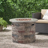 Loon Peak Playa 24" H x 32" W Stone Propane Outdoor Fire Pit Table