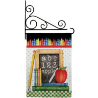 Breeze Decor School Chalk Board - Impressions Decorative Metal Fansy Wall Bracket Garden Flag Set GS115116-BO-03
