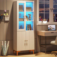 Ivy Bronx Cotie 65.55'' H x 23.62'' W Standard Bookcase With Led Light and Doors