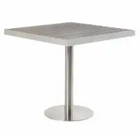 ERF, Inc. 31.5' ' X 31.5" Aluminum Patio Table, Imitation Teak Slats Top In Grey Colour
