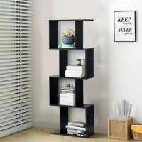 Latitude Run® 3 Tiers Wooden S-Shaped Bookcase For Living Room Bedroom Office