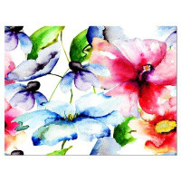 Design Art Watercolor Flowers Everywhere - Wrapped Canvas Print
