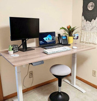 Home Office Height Adjustable Standing Computer Desk Table Gaming Studio Metal Wood