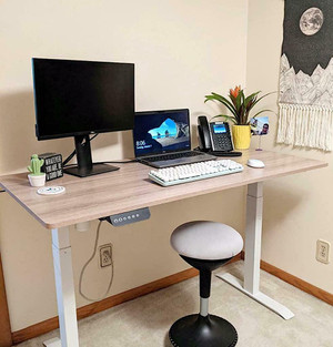 Home Office Height Adjustable Standing Computer Desk Table Gaming Studio Metal Wood Canada Preview