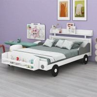 Zoomie Kids Full Size Car-Shaped Platform Bed,Full Bed With Storage Shelf For Bedroom