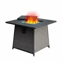 Latitude Run® Propane Fire Pits Table With Blue Glass Ball