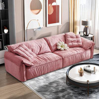HOUZE 86.61" Pink 100% Polyester Modular Sofa cushion couch