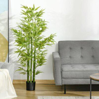 Freeport Park® 5FT Artificial Bamboo Tree Faux Decorative Plant In Nursery Pot For Indoor Outdoor Décor