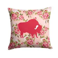 Winston Porter Abdirahman Buffalo Shabby Elegance Pink Roses Floral 14" Throw Pillow