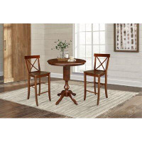 International Concepts Bar Height Extendable Solid Wood Dining Set