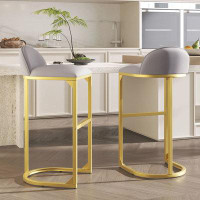 Mercer41 Counter Height Bar Stools Set of 2 with Back and Metal Frame