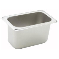 Winco Winco 1/9 Size Straight-Sided Steam Table / Hotel Pan, 25 Gauge, 4" Deep