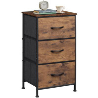COOREL Nightstand With 3 Drawers, Fabric Dresser, Organizer Unit, Storage DresserRustic Brown
