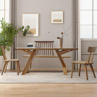 Latitude Run® 62.99" Burlywood Rectangular Solid wood Dining Table