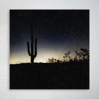 Foundry Select Silhouette On Cactus Plant - 1 Piece Square Graphic Art Print On Wrapped Canvas