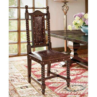 New World Trading Solomon Upholstered Solid Wood Side Chair in Brown