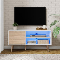 George Oliver Modern TV Stand With  Yellow LED Light For Tvs Up To 55" TV