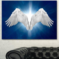 Design Art 'Angel Wings on Blue Background' Graphic Art Print on Wrapped Canvas