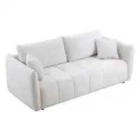 Orren Ellis 85"3-seat Boucle Fabric Sectional Couch With 3 Pillows For Living Room Sofa,white