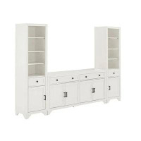 Crosley Furniture Crosley Furniture Tara 3PC Entertainment Centre/Sideboard And Bookcases In White