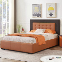 Latitude Run® Elegant Design Queen-sized Upholstered Platform Bed with 4 Drawers for Bedroom