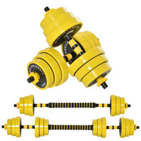 44LBS DUMBBELL &amp; BARBELL ADJUSTABLE SET PLATE BAR CLAMP ROD HOME GYM SPORTS AREA EXERCISE ERGONOMIC
