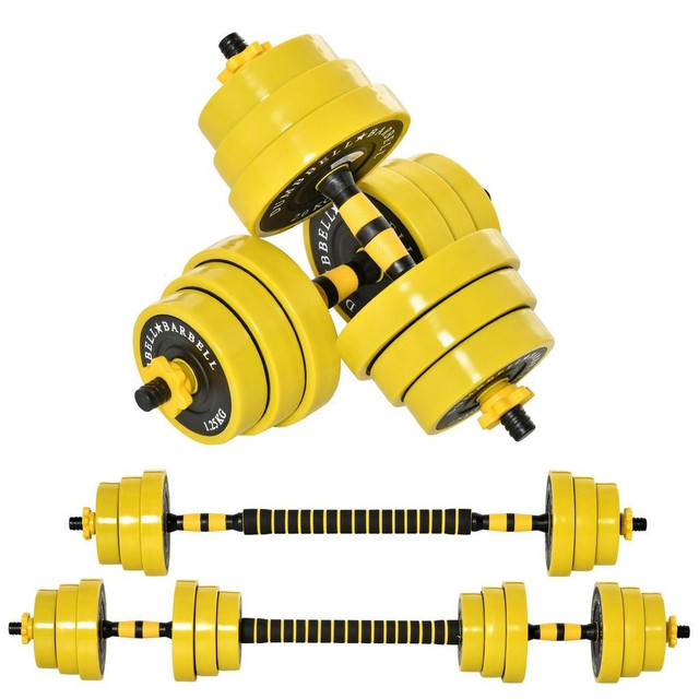 44LBS DUMBBELL &amp; BARBELL ADJUSTABLE SET PLATE BAR CLAMP ROD HOME GYM SPORTS AREA EXERCISE ERGONOMIC in Exercise Equipment