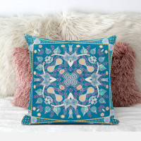 AmritaSen Paisley Leaf Geo Duo Broadcloth Indoor Outdoor Blown and Closed Pillow