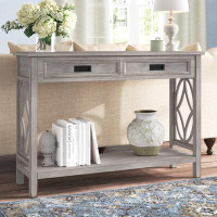 Laurel Foundry Modern Farmhouse Paola Whitewashed Wood 2-Drawer 1-Shelf Console And Entry Table